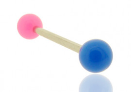 Piercing barbell bicolore rose et bleu