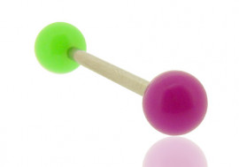 Piercing langue bicolore vert et violet 