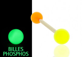 Piercing langue phospho orange et jaune