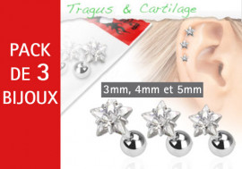 Lot de 3 bijoux étoiles blanches