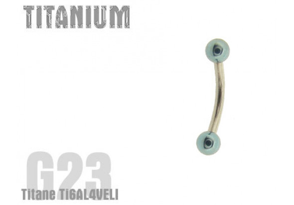 Piercing banane titane Billes bleue claire 3mm