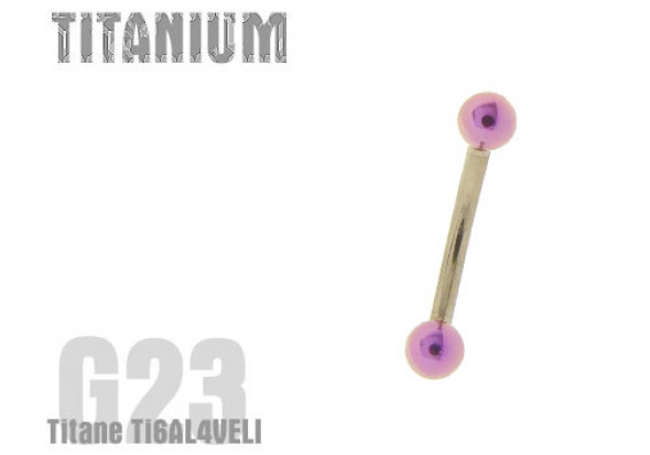 Piercing banane titane Billes violettes 3mm