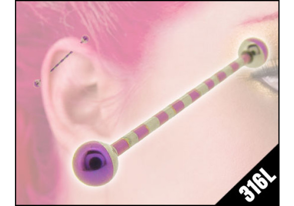 Piercing industriel rayé violet