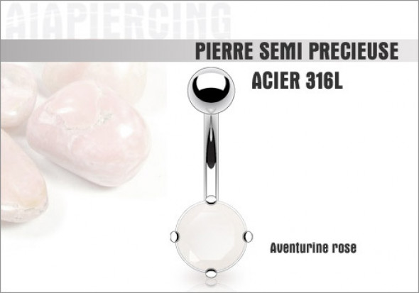 Piercing nombril aventurine rose