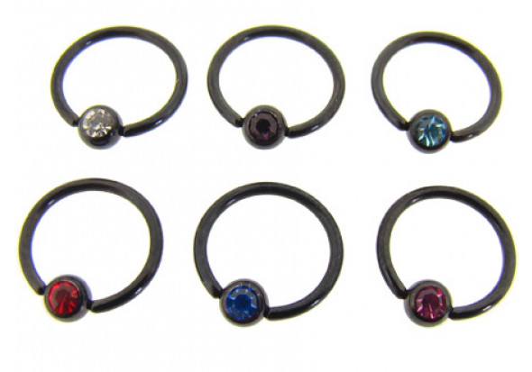 Piercing anneau BCR acier noir - Jonc de 1.2mm