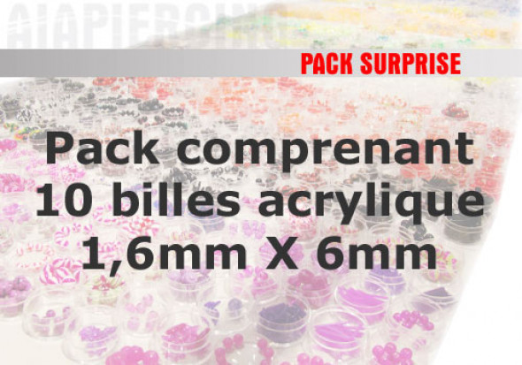 Lot de 10 billes Acrylique - 1,6mm X 6mm