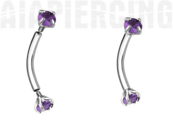 Piercing arcade pierres griffées violettes