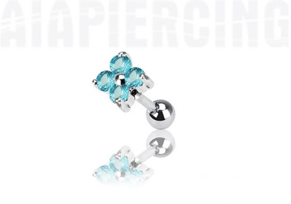 piercing cartilage : fleurs turquoise