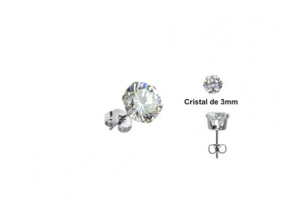 Boucle d'oreille strass 3mm