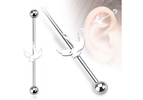 Piercing industriel motif oiseau