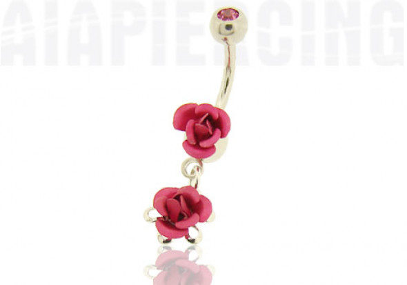Piercing nombril pendentif roses roses