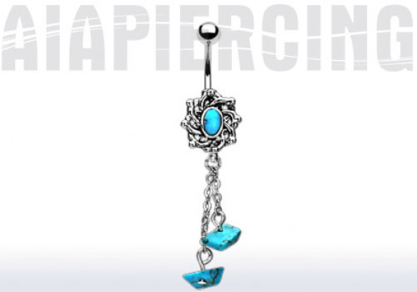 Piercing nombril perle turquoise