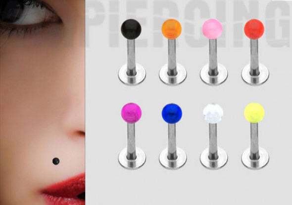 Piercing labret bille acrylique transparente