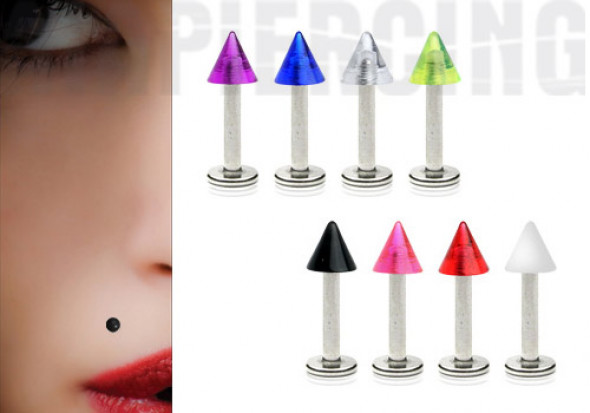 Piercing labret acrylique transparent spike