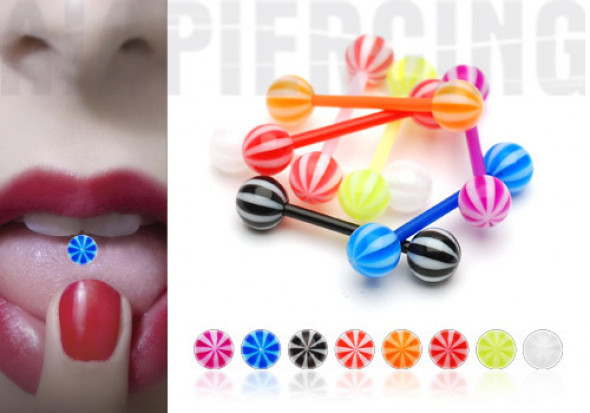 Piercing barbell acrylique flexible candy