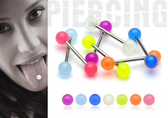 Piercing barbell phosphorescent