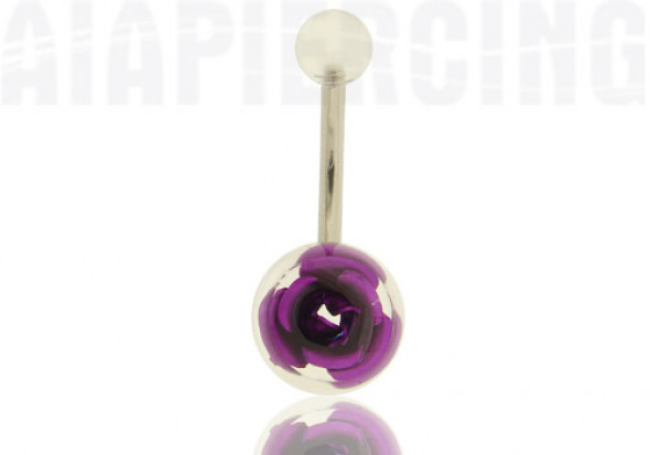 Piercing nombril rose violette