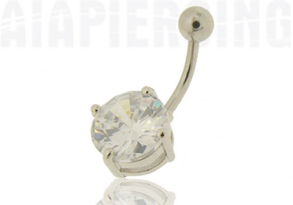 Piercing nombril cristal blanc 10mm