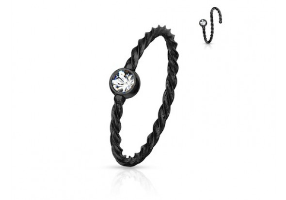 Piercing nez anneau cordage strass noir