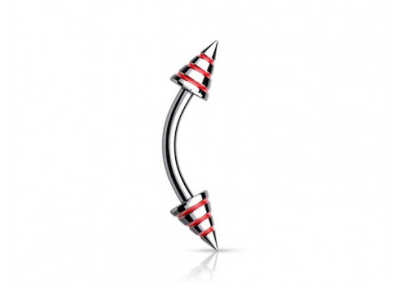 Piercing arcade Spike strié rouge