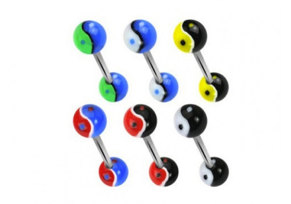 Piercing barbell acrylique Ying Yang