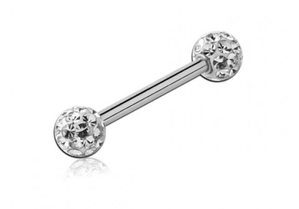 Piercing barbell swarovski blanc