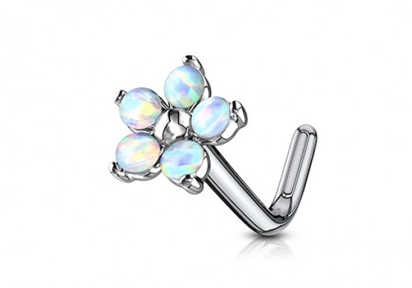 Piercing nez fleur opalite blanche