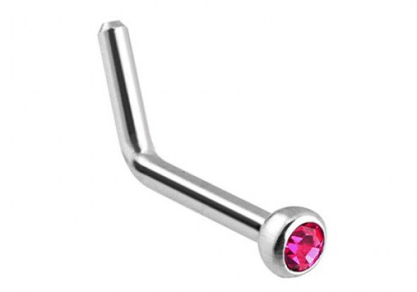 Piercing nez L pierre sertie clos pierre fuchsia