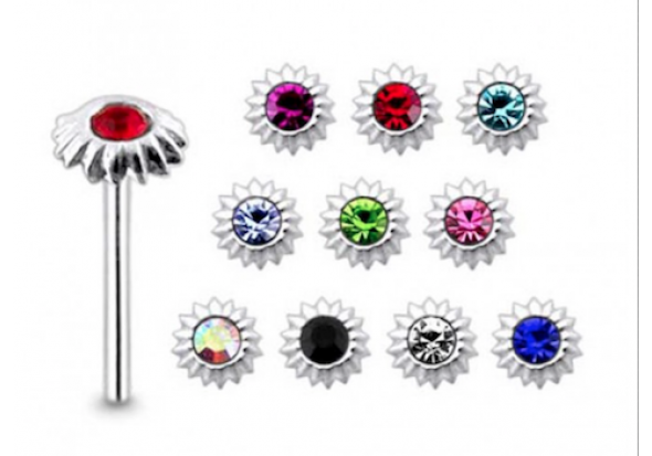 Piercing nez argent massif fleur