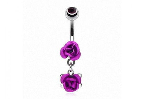 Piercing nombril pendentif rose violette