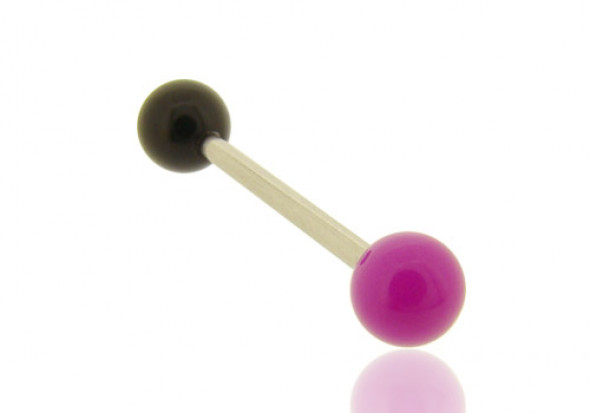 Piercing barbell bicolore violet et noir