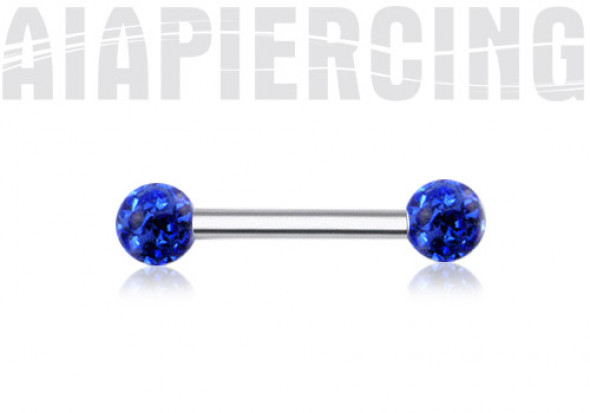 PIERCING BARBELL SWAROVSKI BLEU